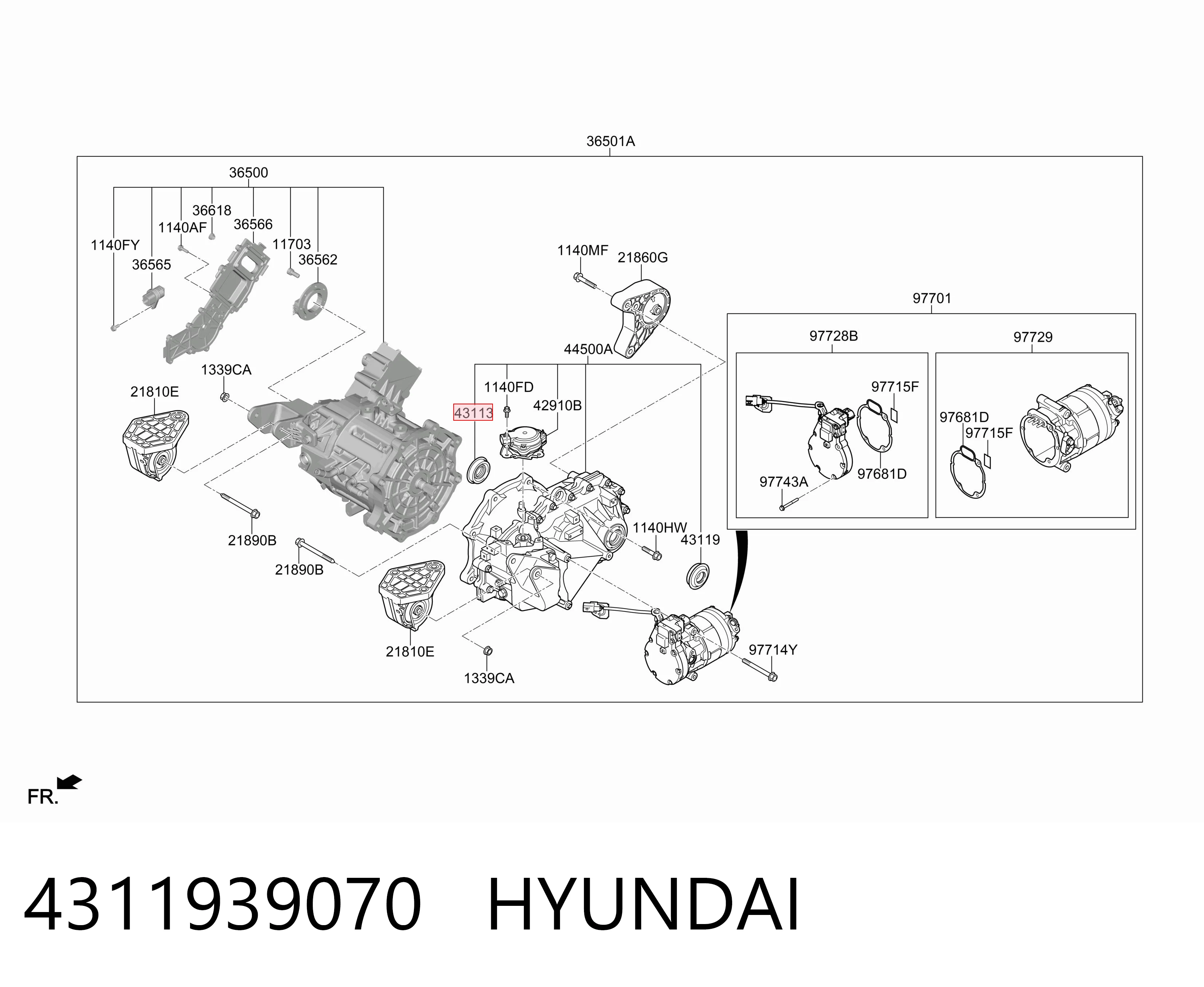 4311939070 Hyundai/Kia Retén del semieje delantero