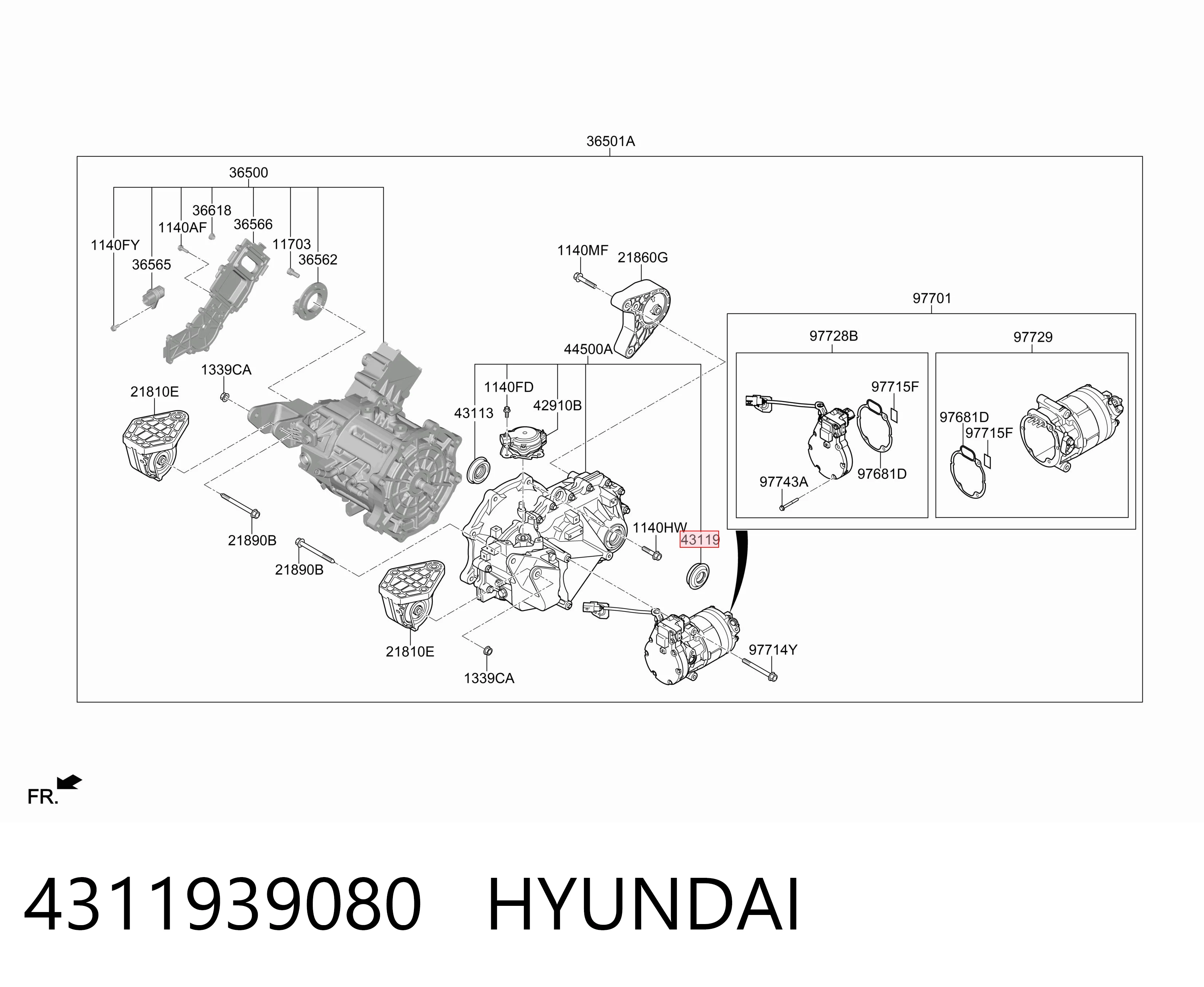 4311939080 Hyundai/Kia Retén del semieje delantero derecho