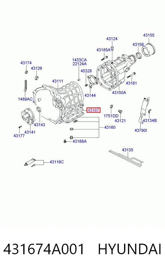 Junta del cárter de aceite de la caja de cambios para Hyundai H100 P