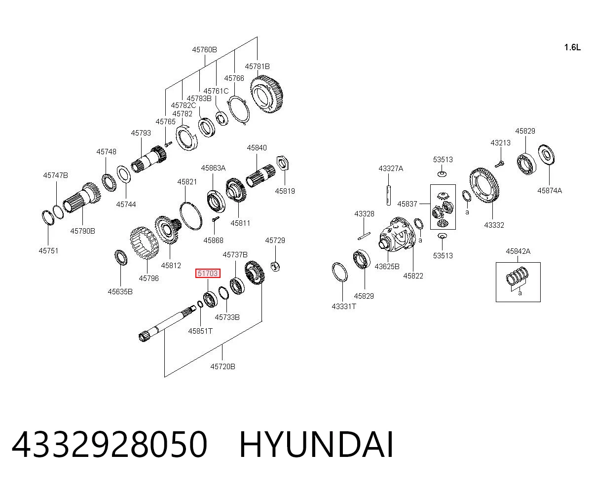 4332928050 Hyundai/Kia Cojinete interior del semieje trasero