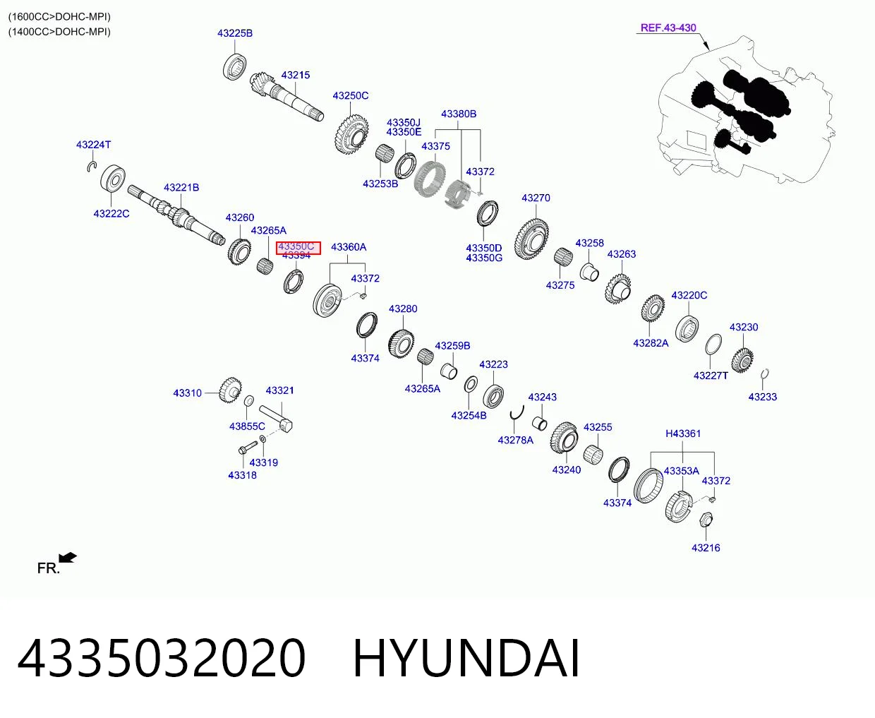 Anillo sincronizador 4335032020 HYUNDAI