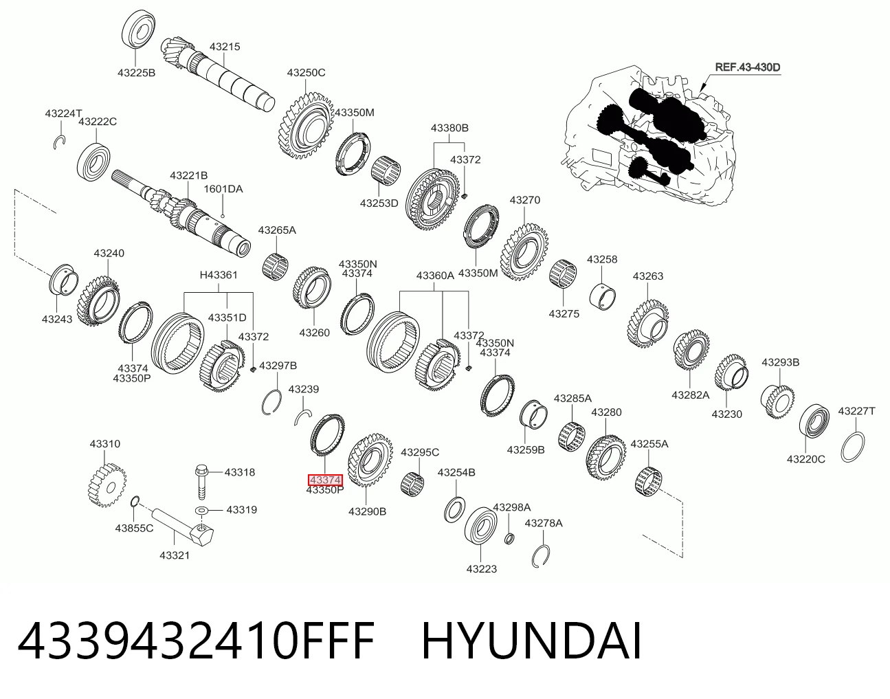4339432410FFF Hyundai/Kia Anillo sincronizador