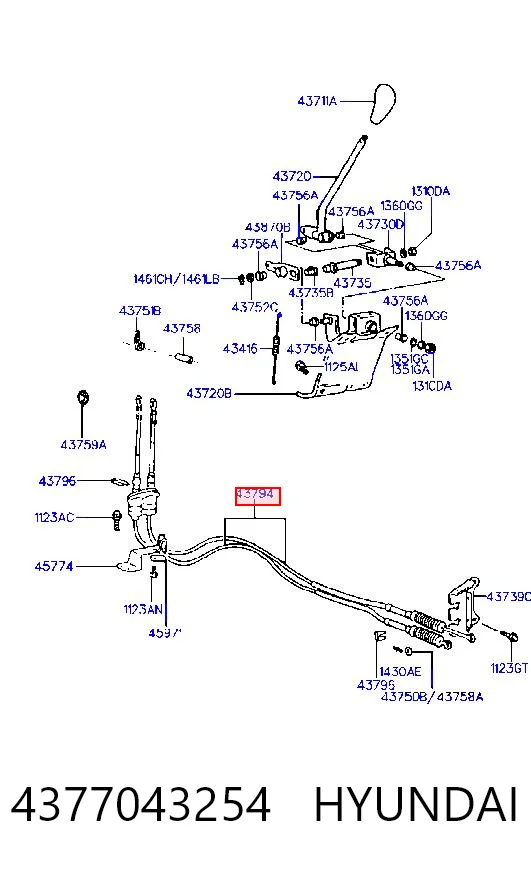 Cable para caja de cambios manual Hyundai H100 (1993-2004)