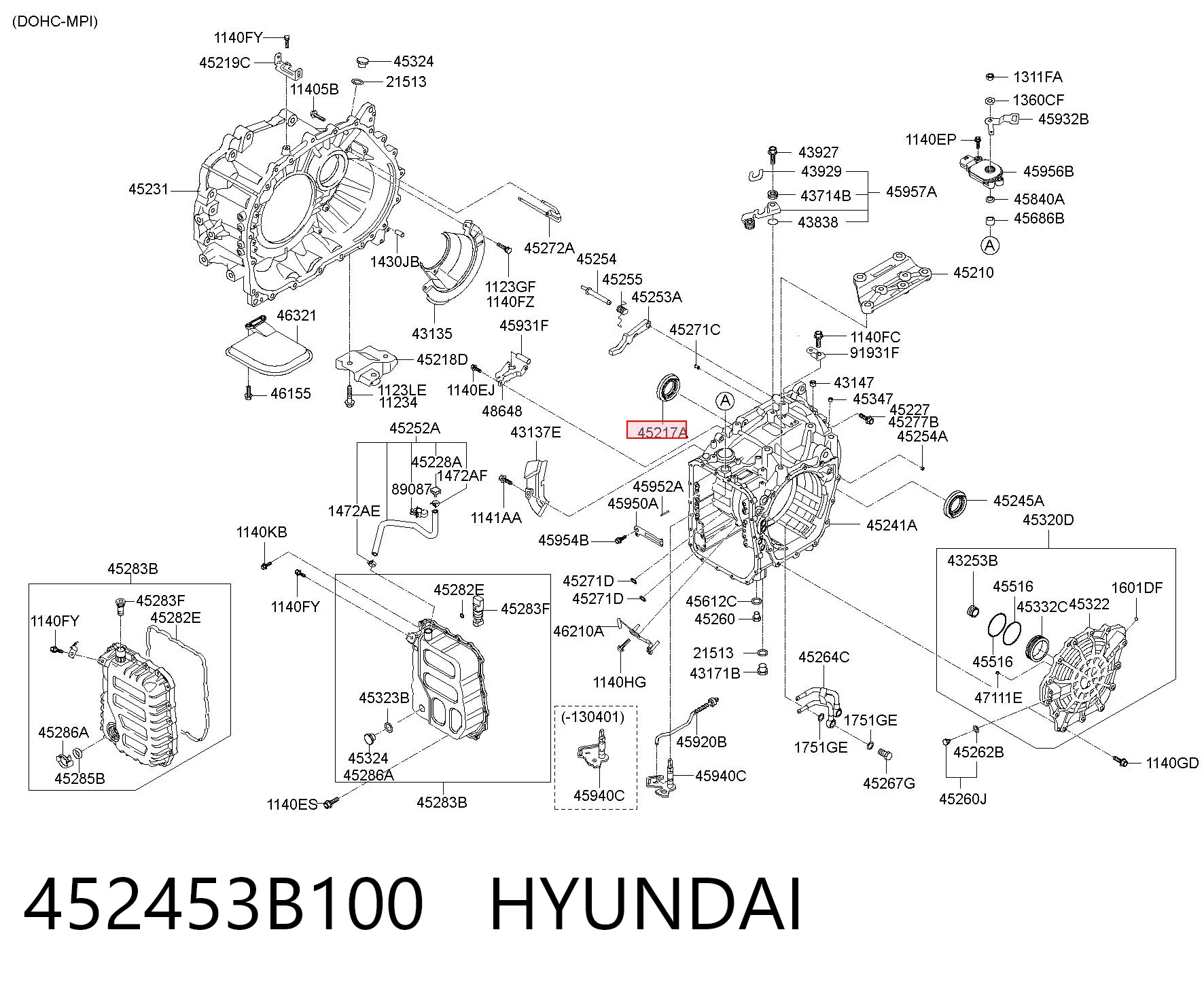 452453B100 Hyundai/Kia Retén del semieje delantero derecho