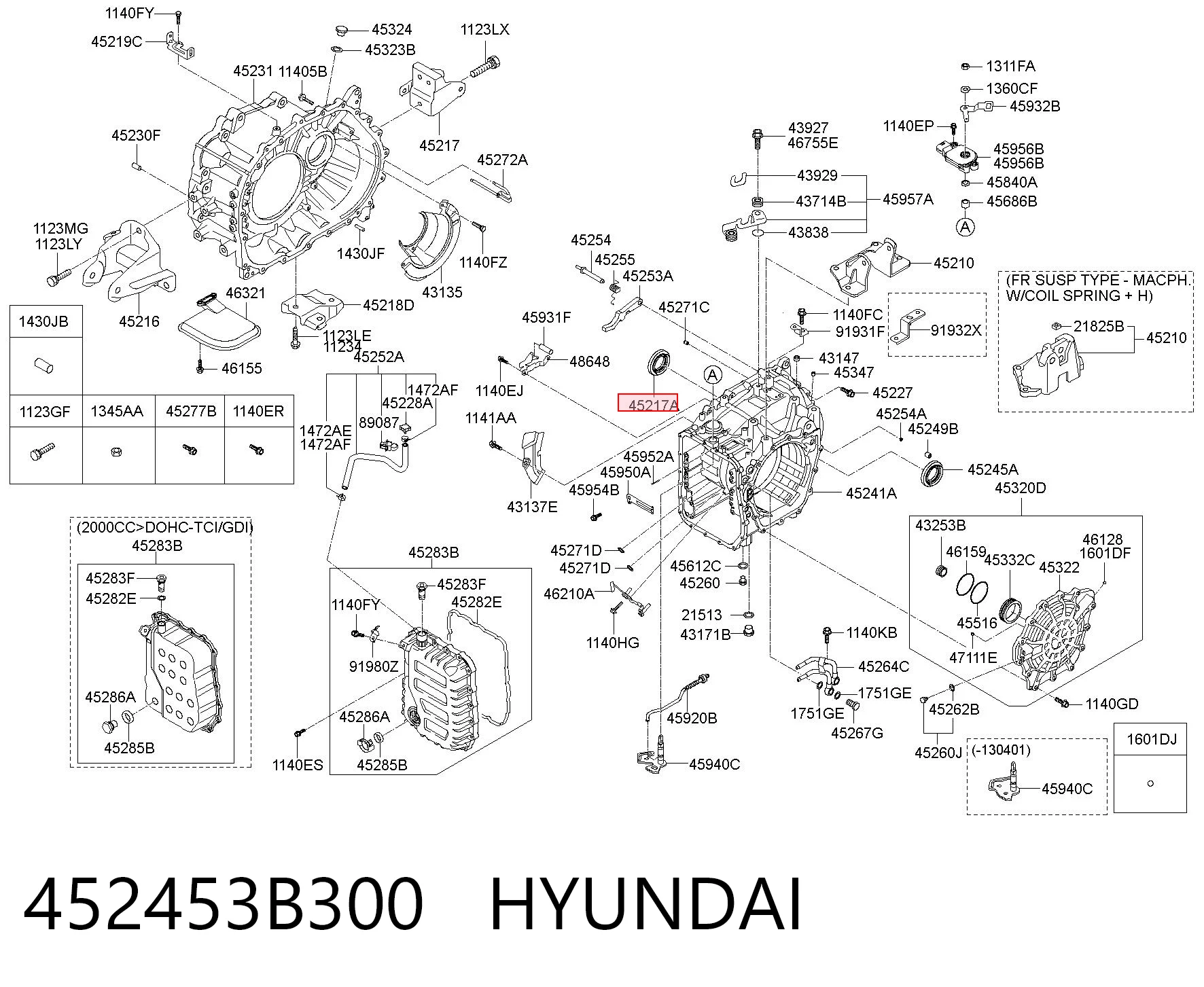 452453B300 Hyundai/Kia Retén del semieje delantero derecho