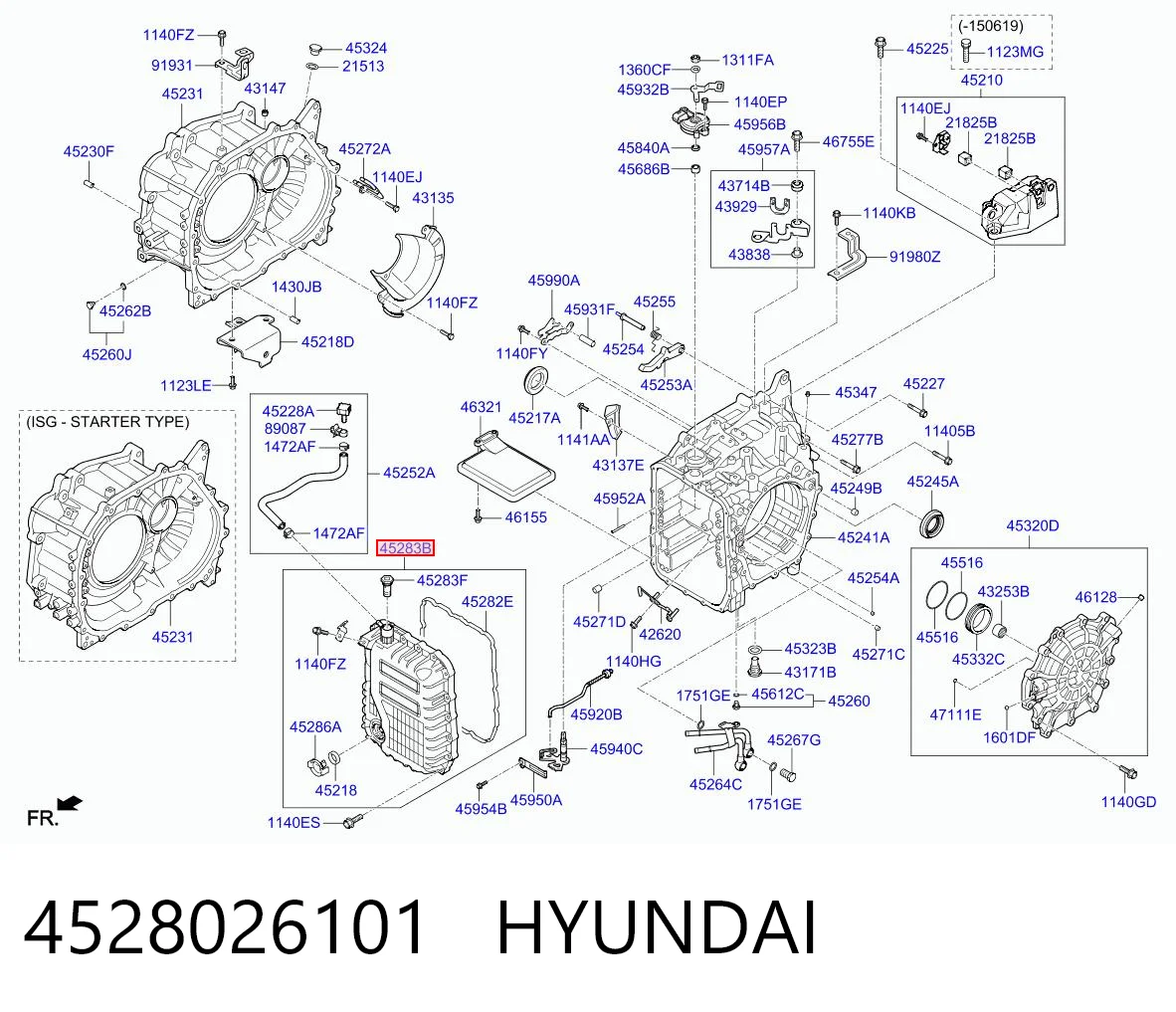 4528026101 Hyundai/Kia Tapa trasera de la caja de cambios
