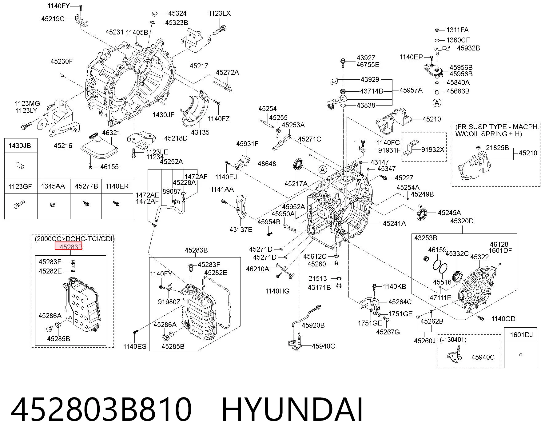 452803B810 Hyundai/Kia Carter caja de cambios automatica