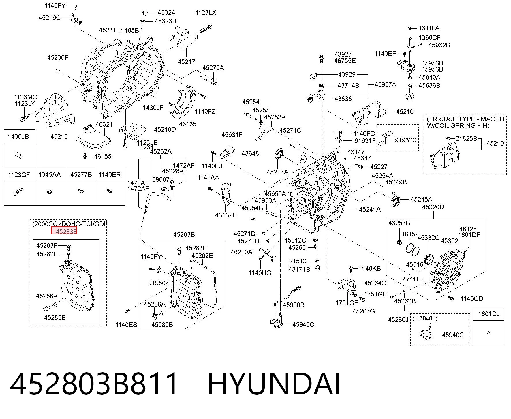 452803B811 Hyundai/Kia Carter caja de cambios automatica