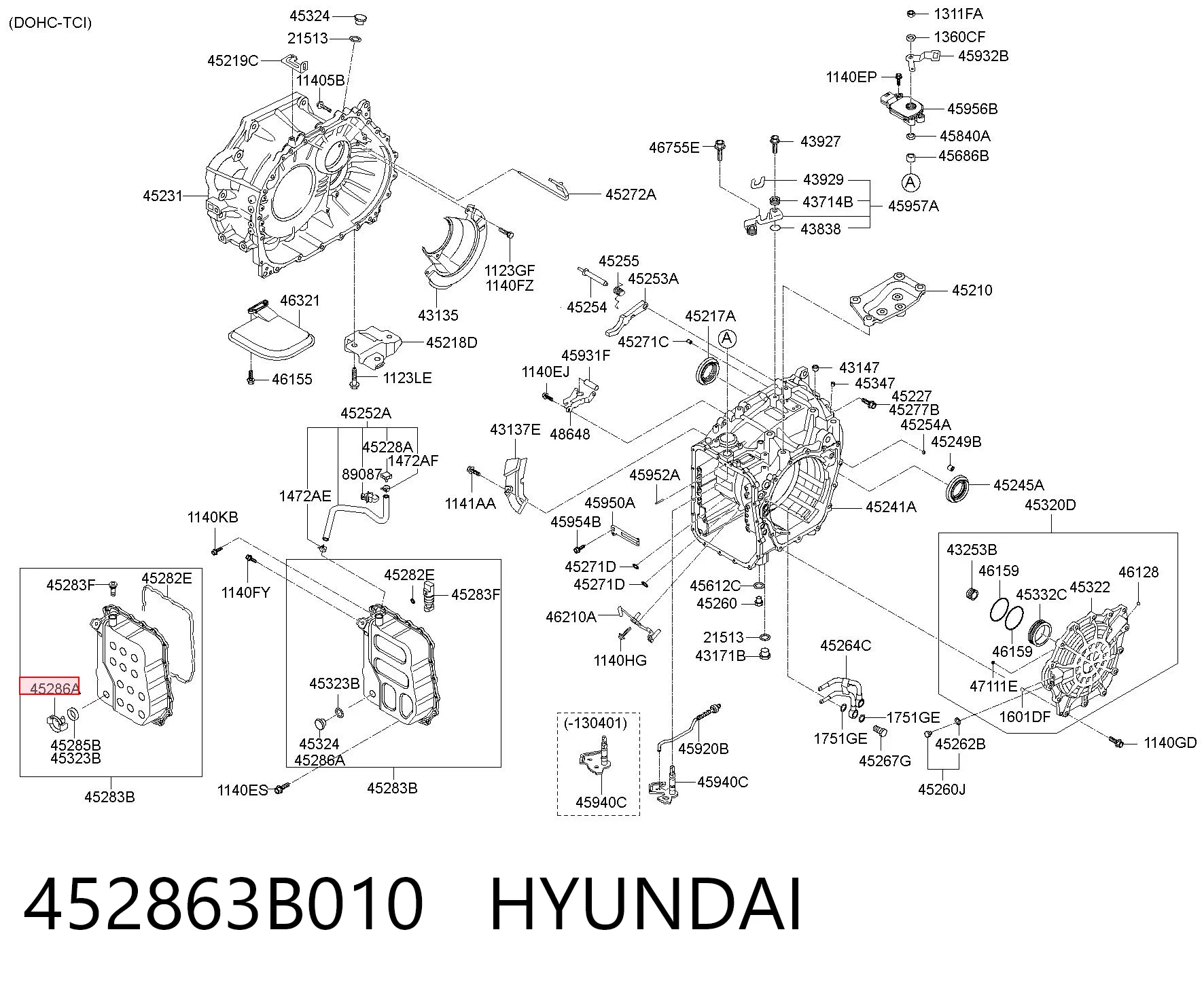 452863B010 Hyundai/Kia Tapón del cárter de la transmisión automática