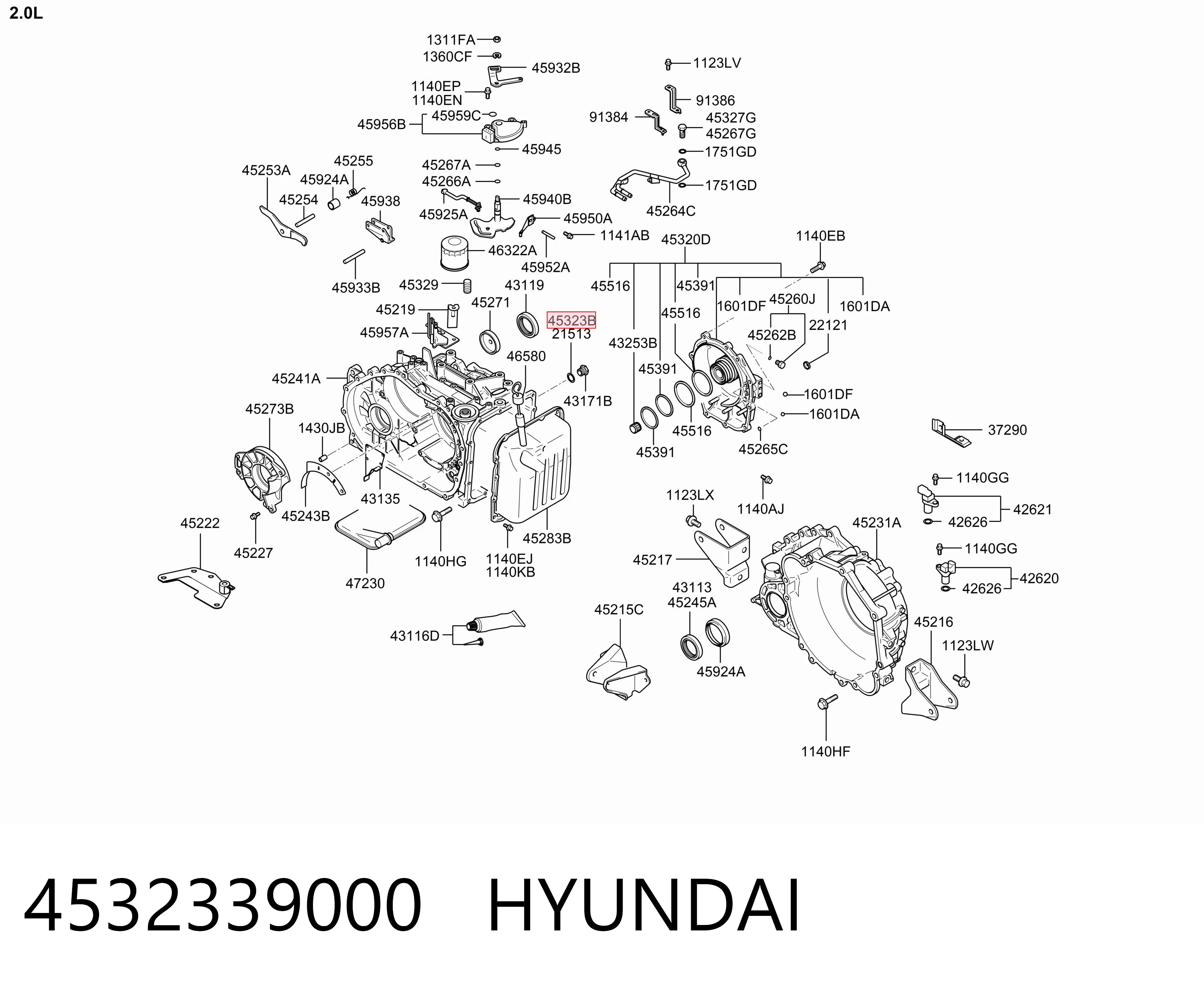 Junta del tapón del cárter de la transmisión automática 4532339000 HYUNDAI