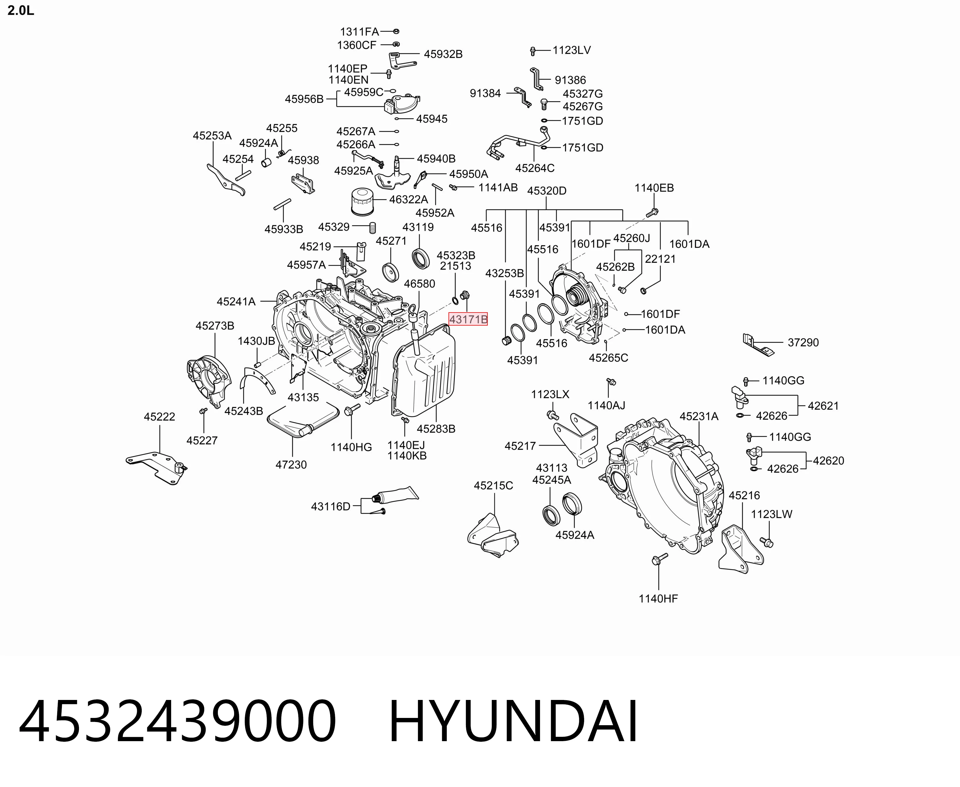 4532439000 Hyundai/Kia Tapón del cárter de la transmisión automática