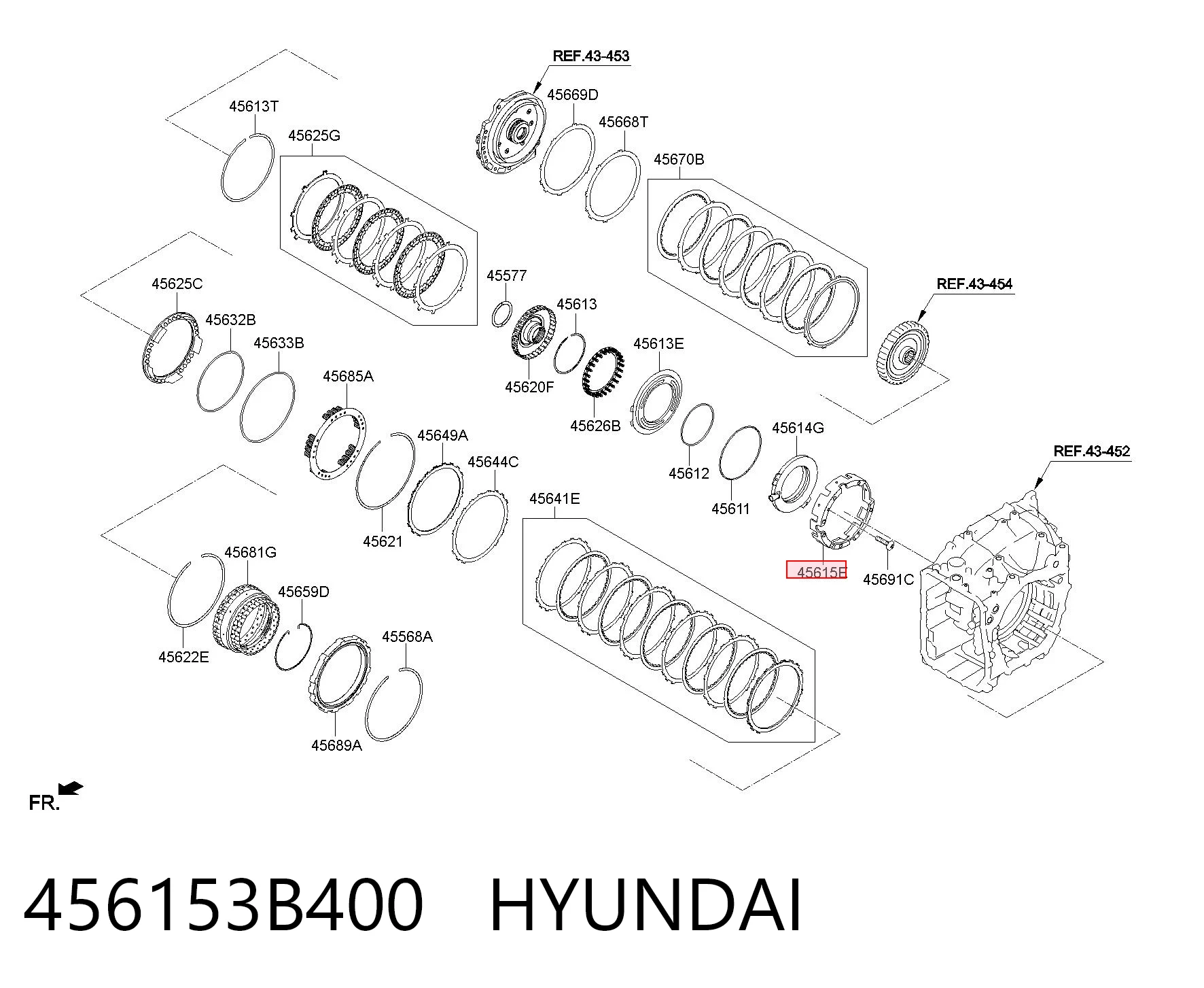 456153B400 Hyundai/Kia Anillo de cubo