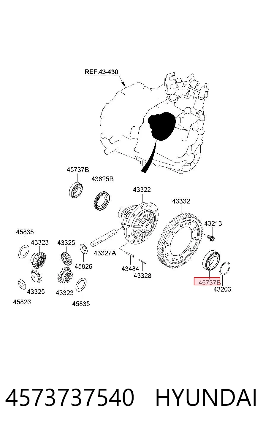 4573737540 Hyundai/Kia Cojinete del diferencial del eje delantero