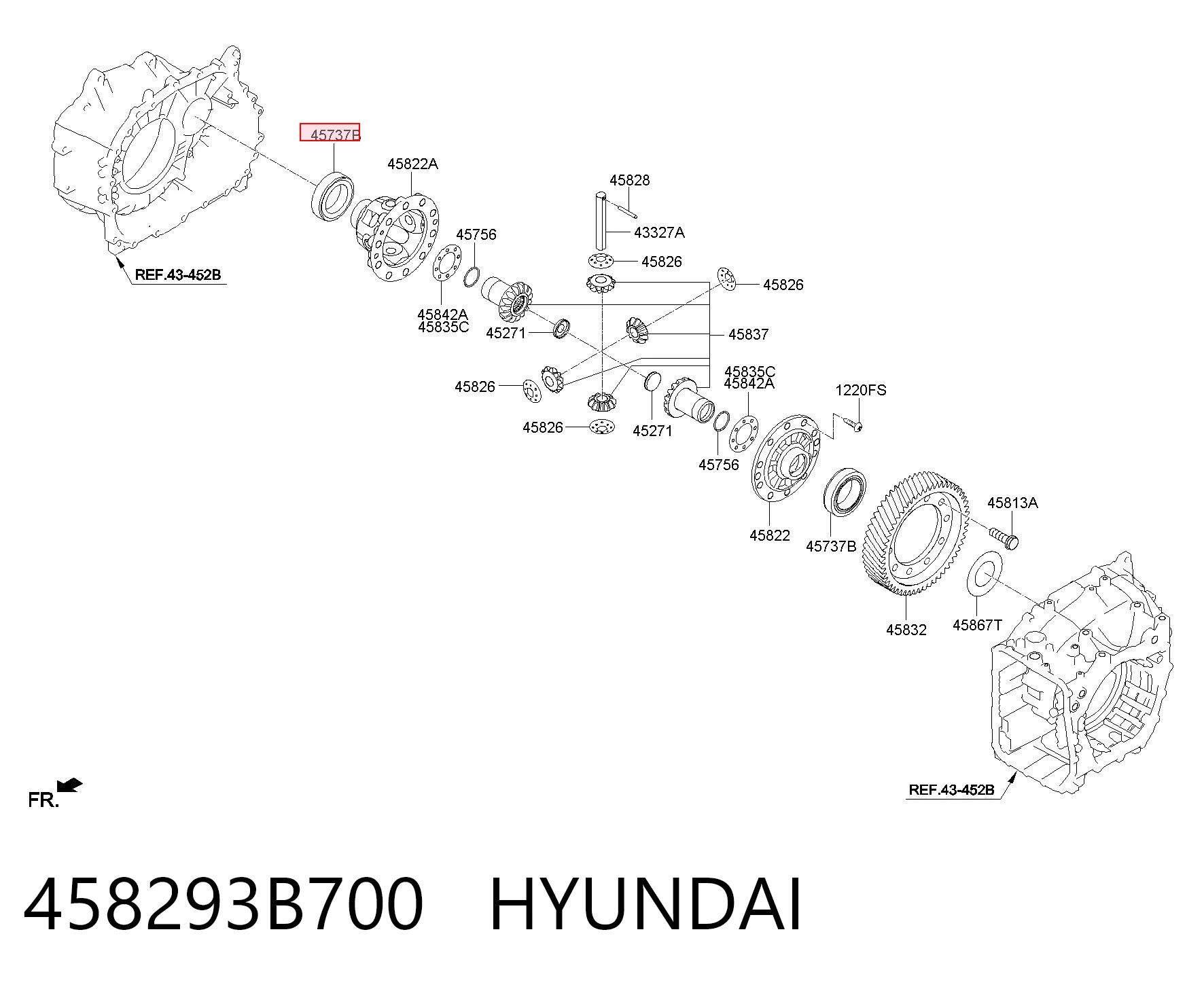 458293B700 Hyundai/Kia Cojinete del diferencial del eje delantero