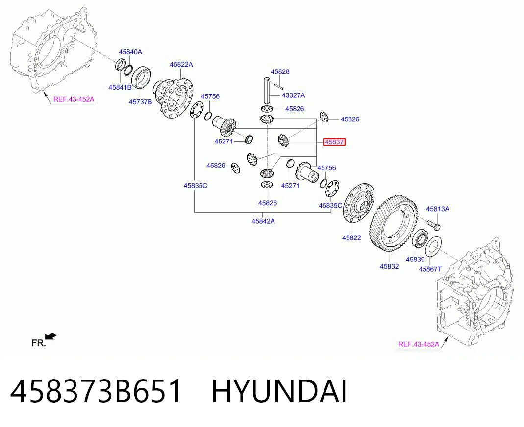 458373B651 Hyundai/Kia Engranaje de diferencial