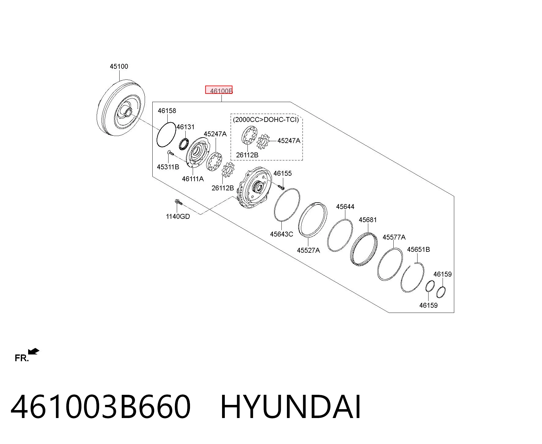 461003B660 Hyundai/Kia Kit de reparación de bomba de aceite