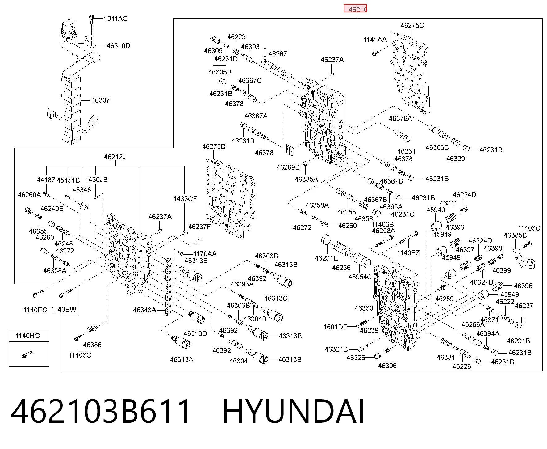 462103B611 Hyundai/Kia Cuerpo de válvulas de la transmisión automática