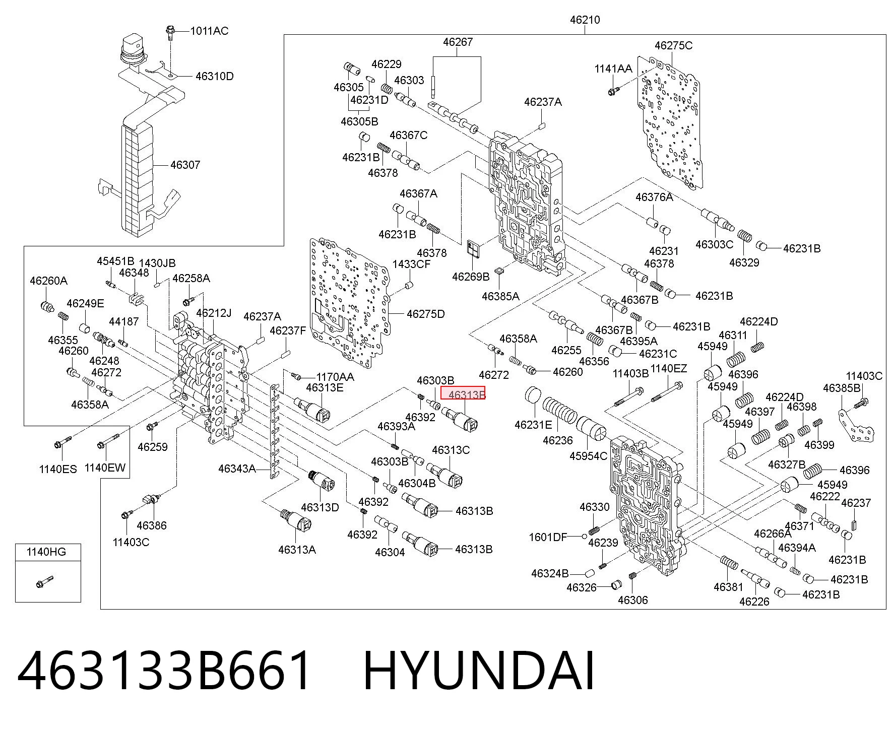 463133B661 Hyundai/Kia Solenoide de transmisión automática