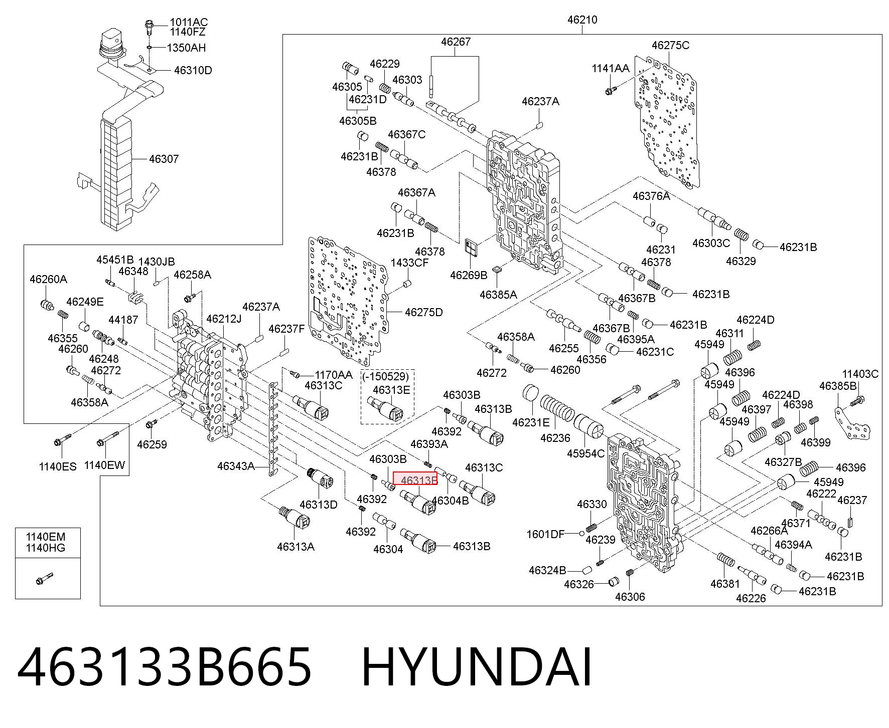 463133B665 Hyundai/Kia Solenoide de transmisión automática
