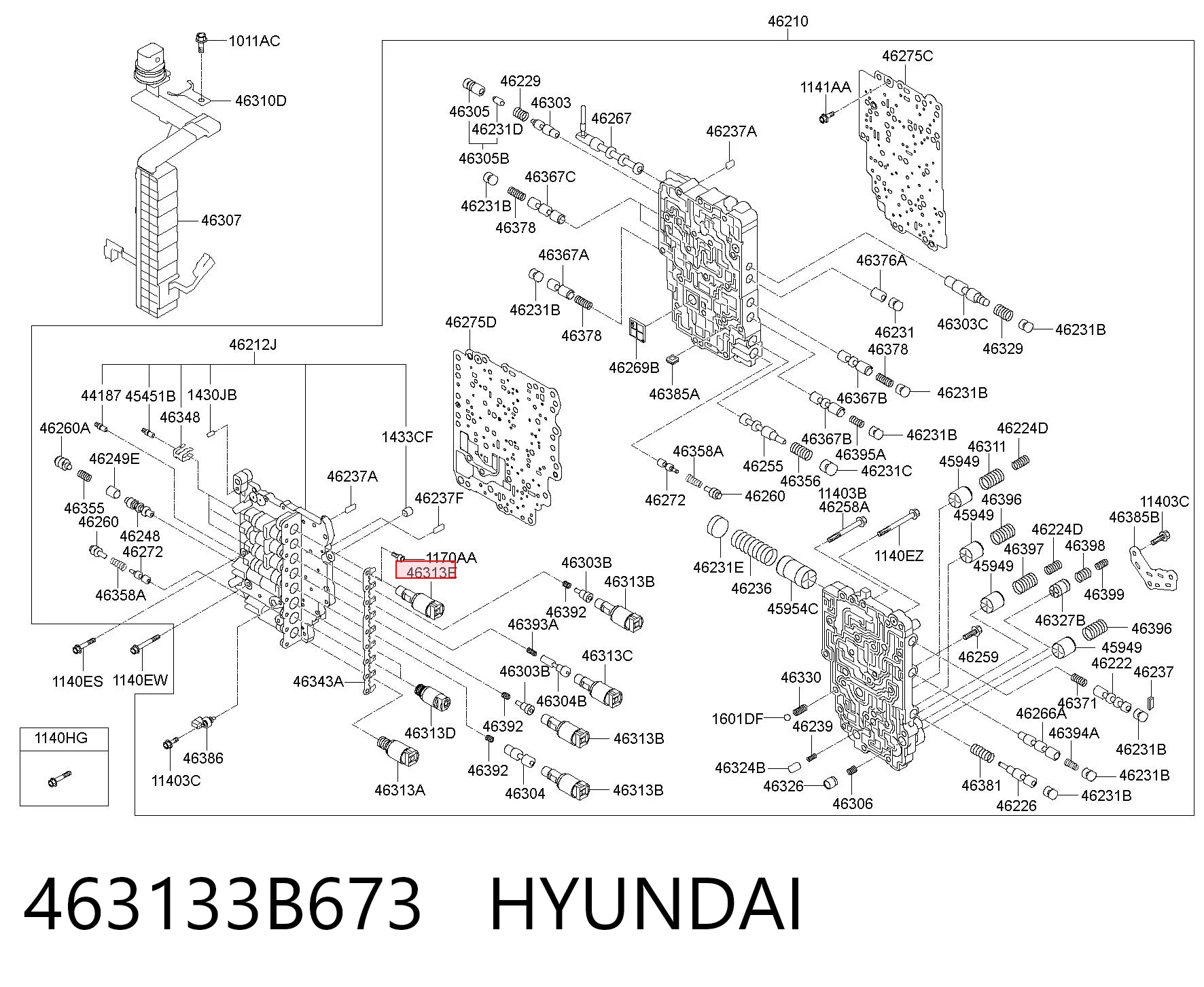 463133B673 Hyundai/Kia Solenoide de transmisión automática