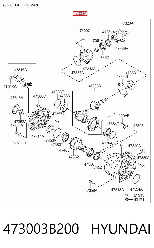 473003B200 Hyundai/Kia Caja de transferencia