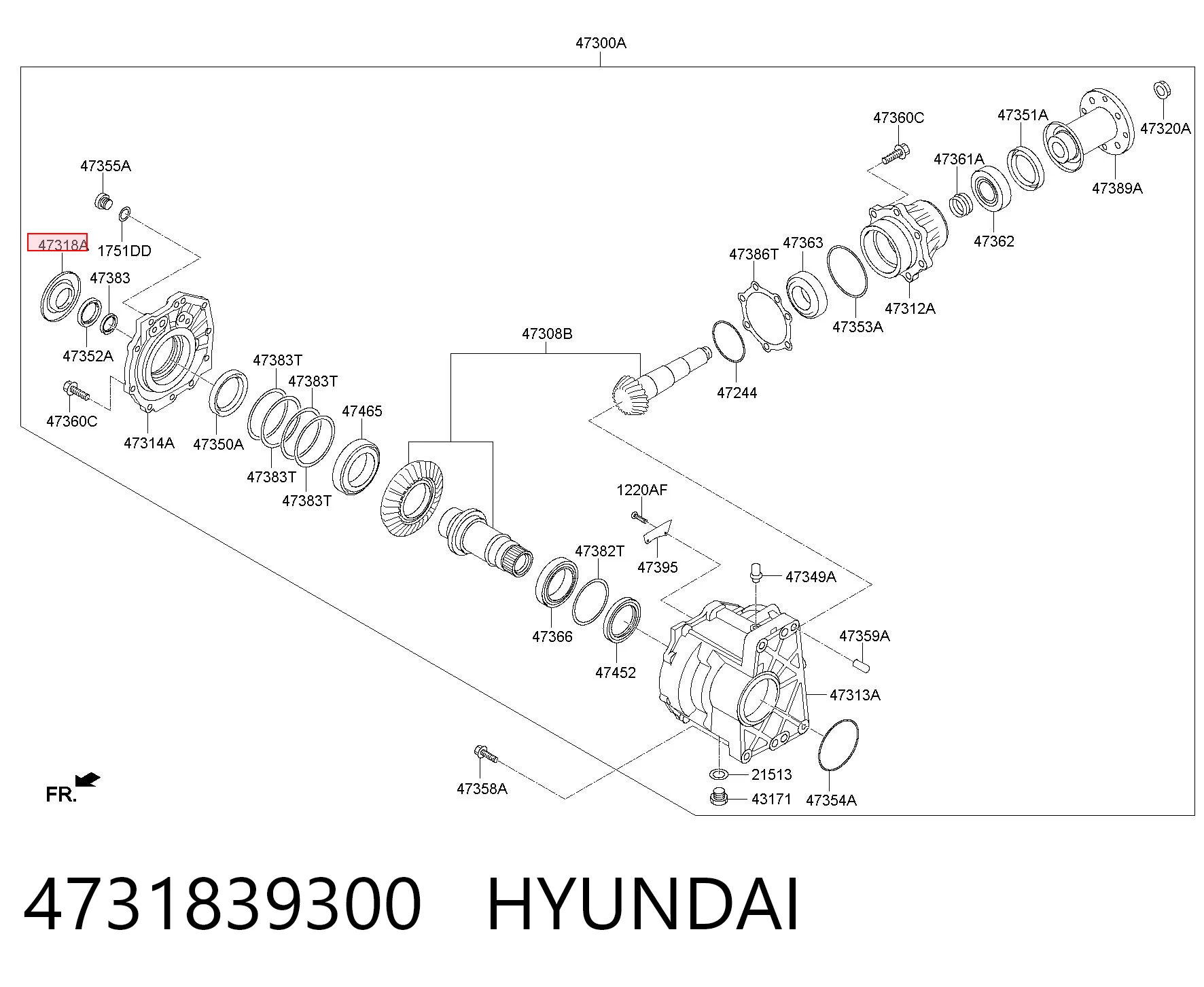 4731839300 Hyundai/Kia Guardapolvo del retén derecho de la caja de transferencia