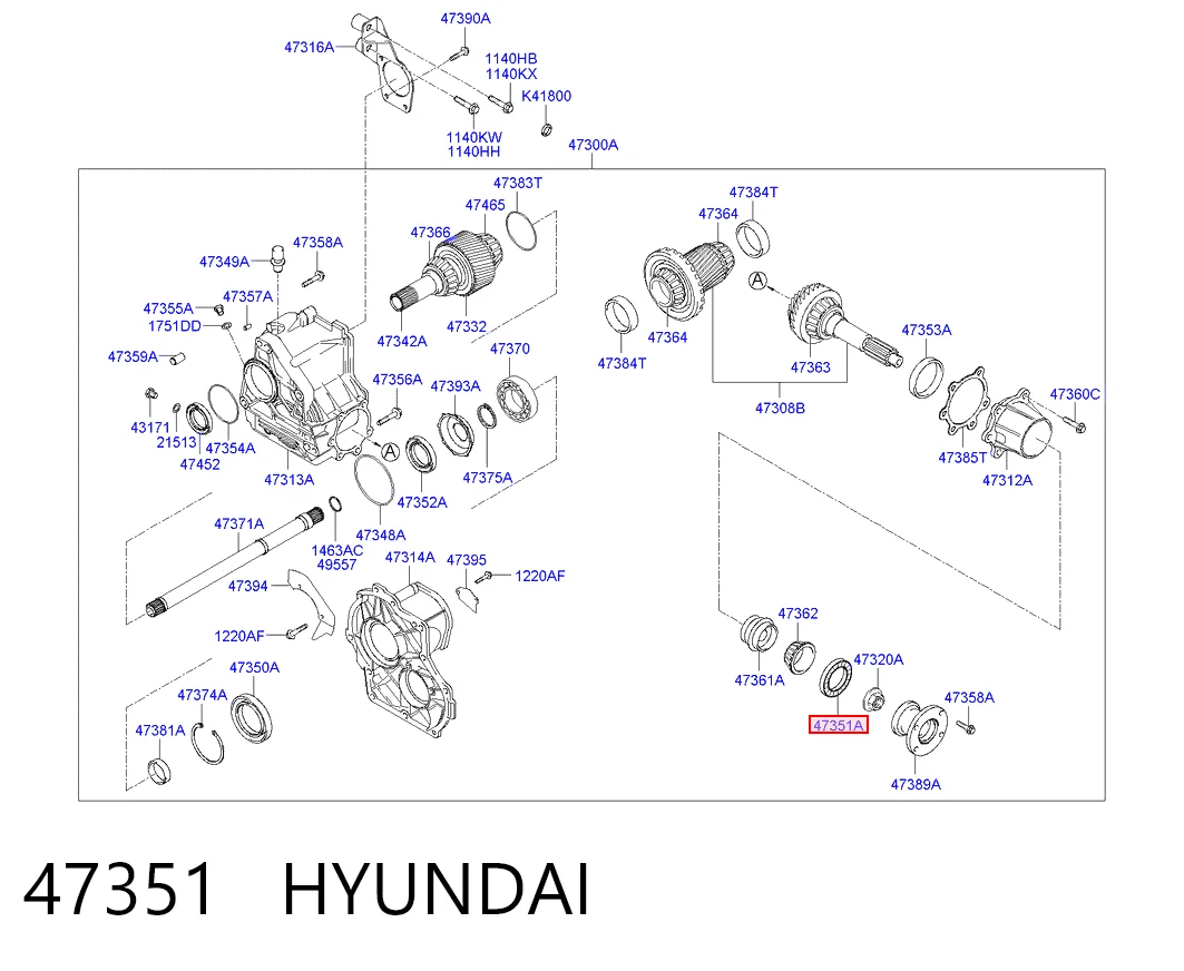 47351 Hyundai/Kia Retén de salida trasero de la caja de transferencia