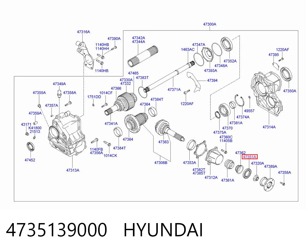 4735139000 Hyundai/Kia Retén de salida trasero de la caja de transferencia