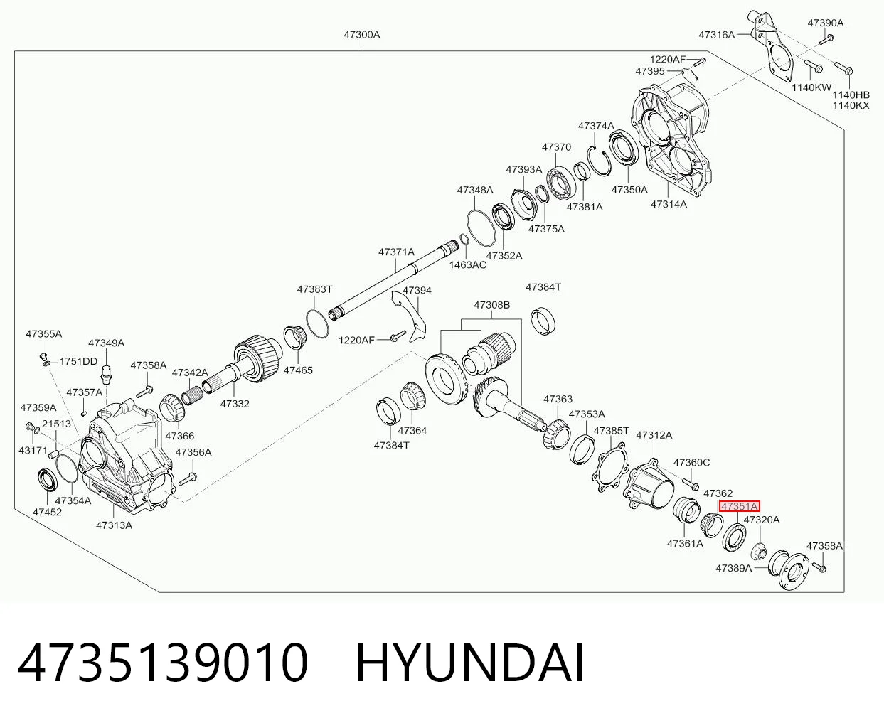 4735139010 Hyundai/Kia Retén de salida trasero de la caja de transferencia