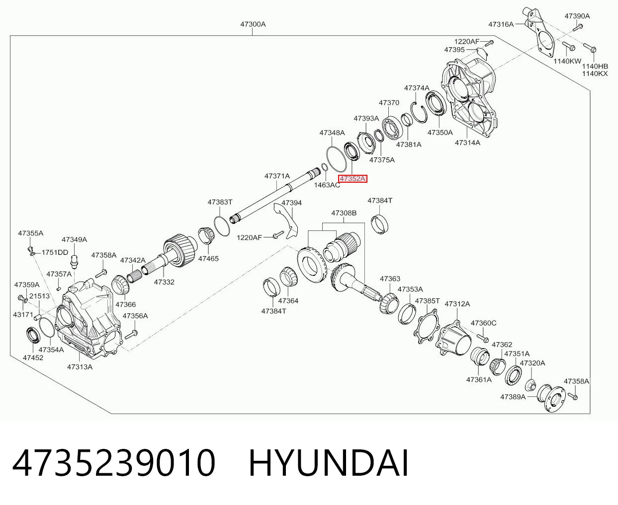 4735239010 Hyundai/Kia Retén de salida delantero de la caja de transferencia