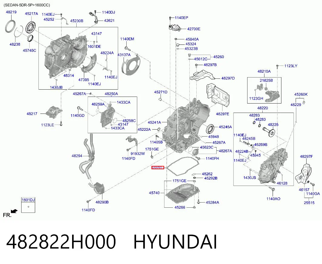 482822H000 Hyundai/Kia Junta del cárter de aceite de la caja de cambios