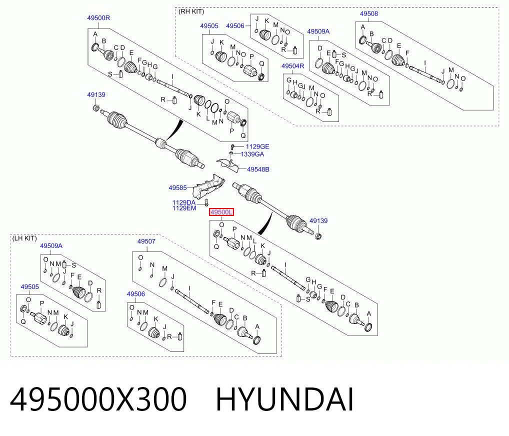 Semieje delantero izquierdo 495000X300 HYUNDAI