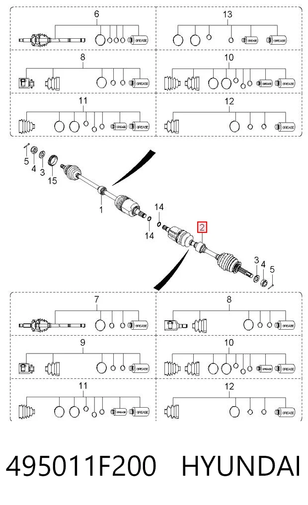 495011F200 Hyundai/Kia Semieje delantero izquierdo