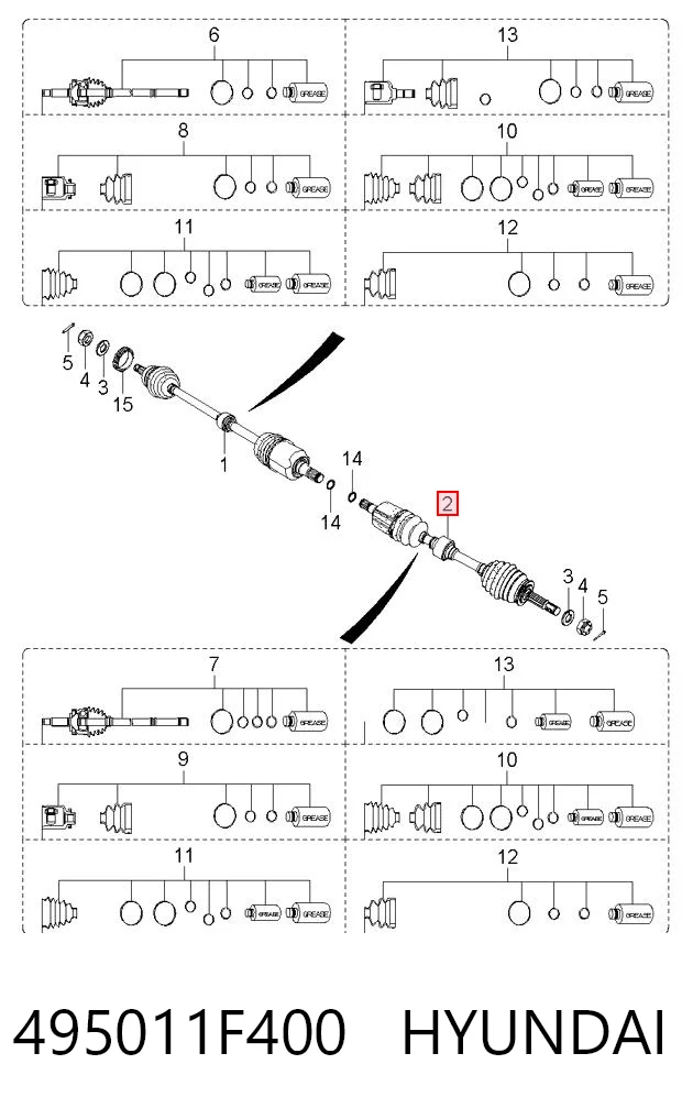 495011F400 Hyundai/Kia Semieje delantero izquierdo