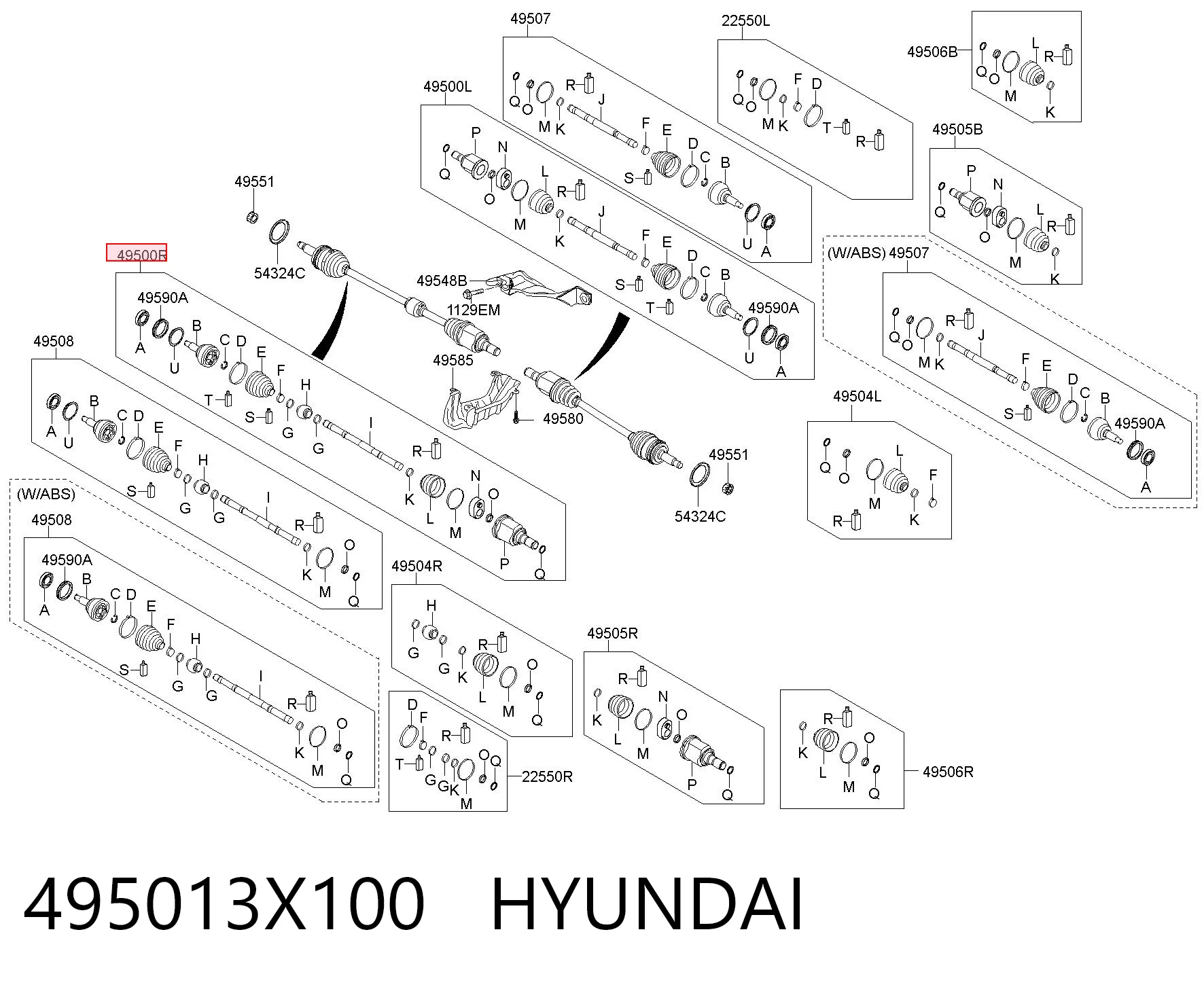 495013X100 Hyundai/Kia Semieje delantero derecho