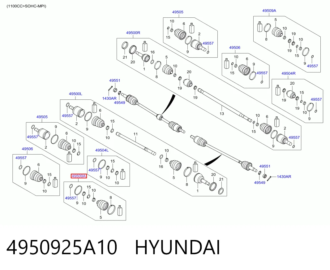 Fuelle semieje delantero exterior Hyundai Accent III