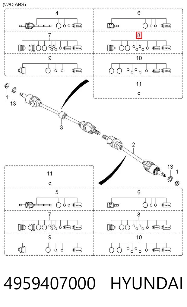 Fuelle transmisión delantero exterior Hyundai I10 (2010-2013)