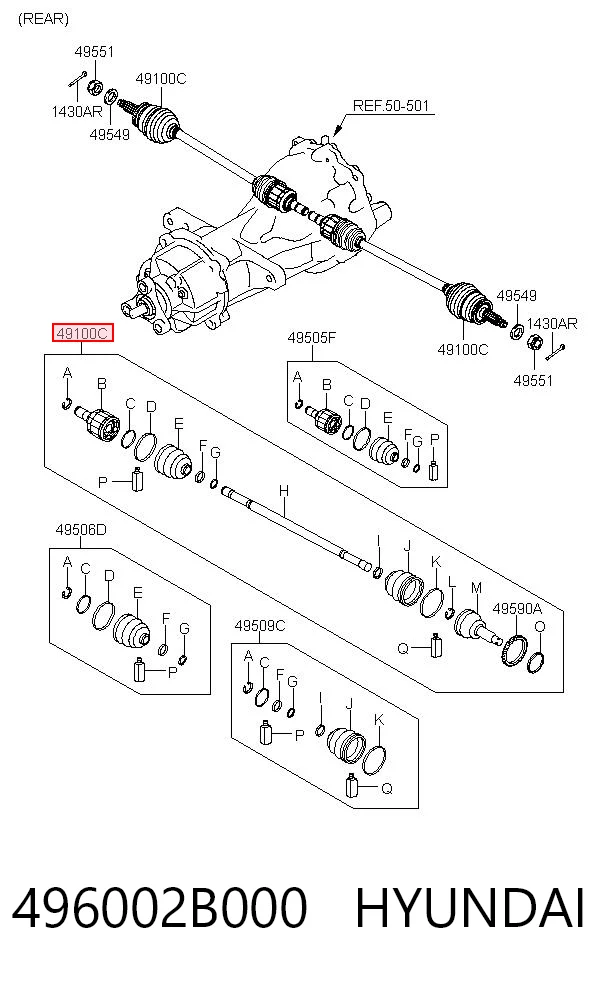 Palier trasero Hyundai Santa Fe II SUV (CM) (2006 - 2012) precio, desde 53,72 EUR