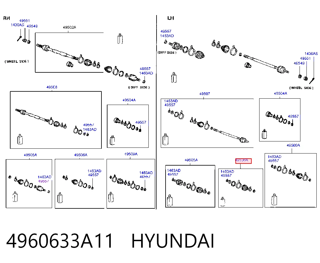  Fuelle de semieje delantero interior Hyundai Sonata 3