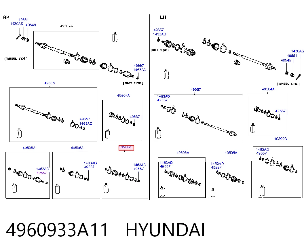 Fuelle semieje delantero exterior Hyundai Sonata II