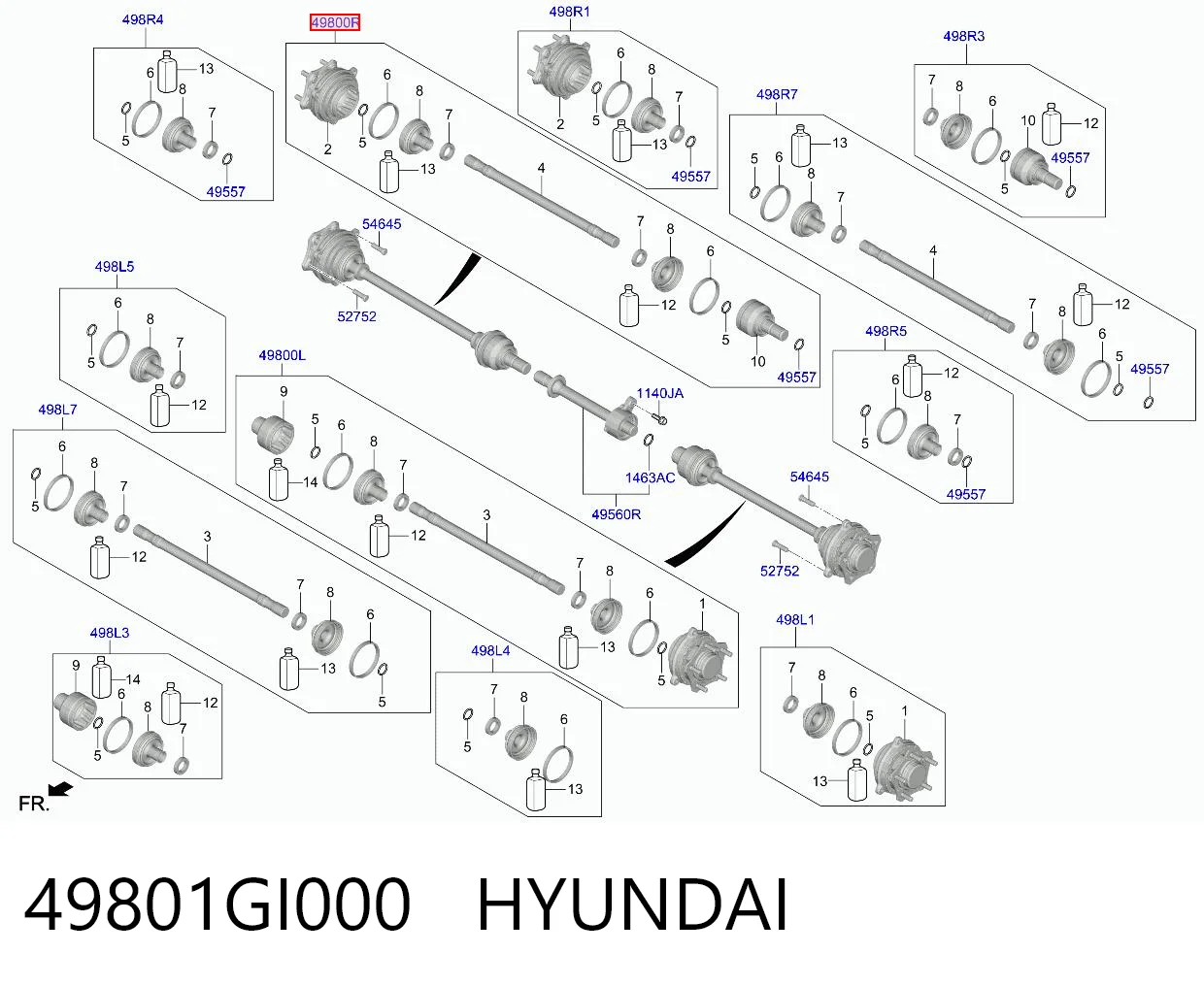 49801GI000 Hyundai/Kia Palier trasero derecho