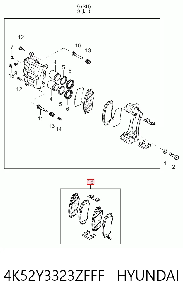 4K52Y3323ZFFF Hyundai/Kia Pastillas delanteras