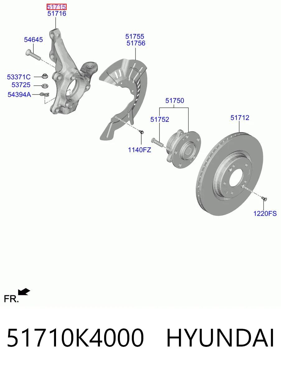 51710K4000 Hyundai/Kia Mangueta delantera izquierda