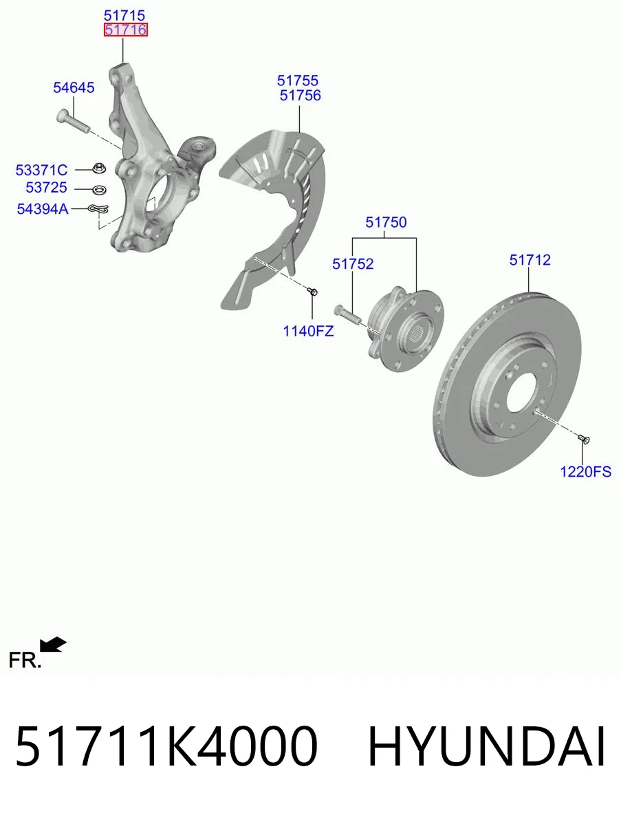 51711K4000 Hyundai/Kia Mangueta delantera derecha