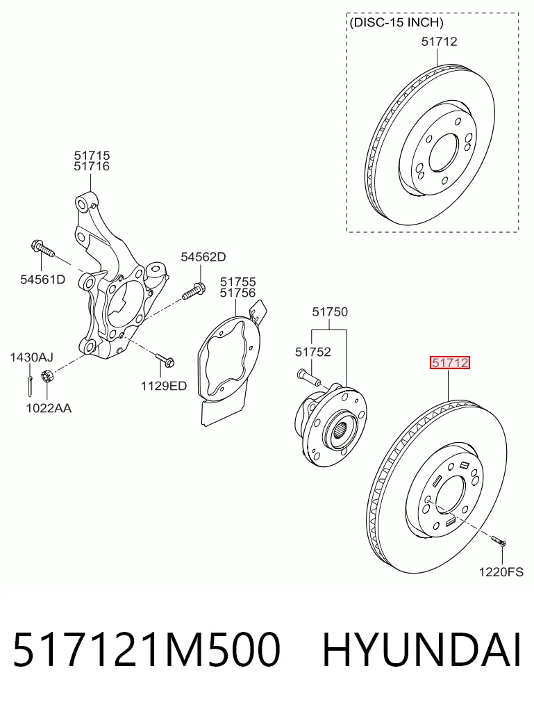 Disco de freno delantero 517121M500 HYUNDAI
