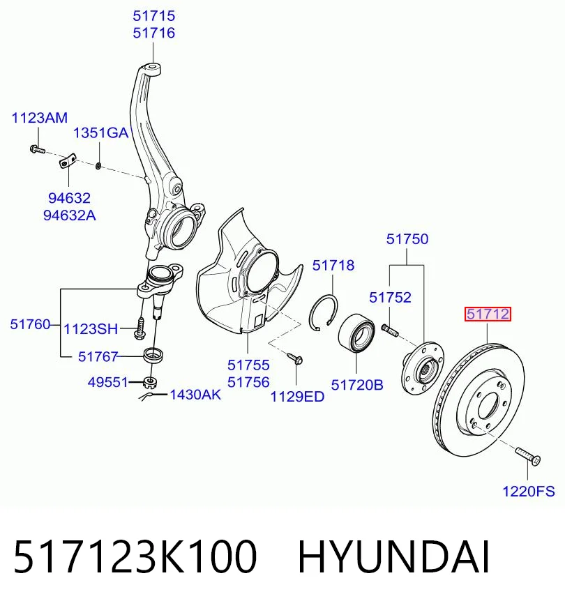 517123K100 Hyundai/Kia Discos
