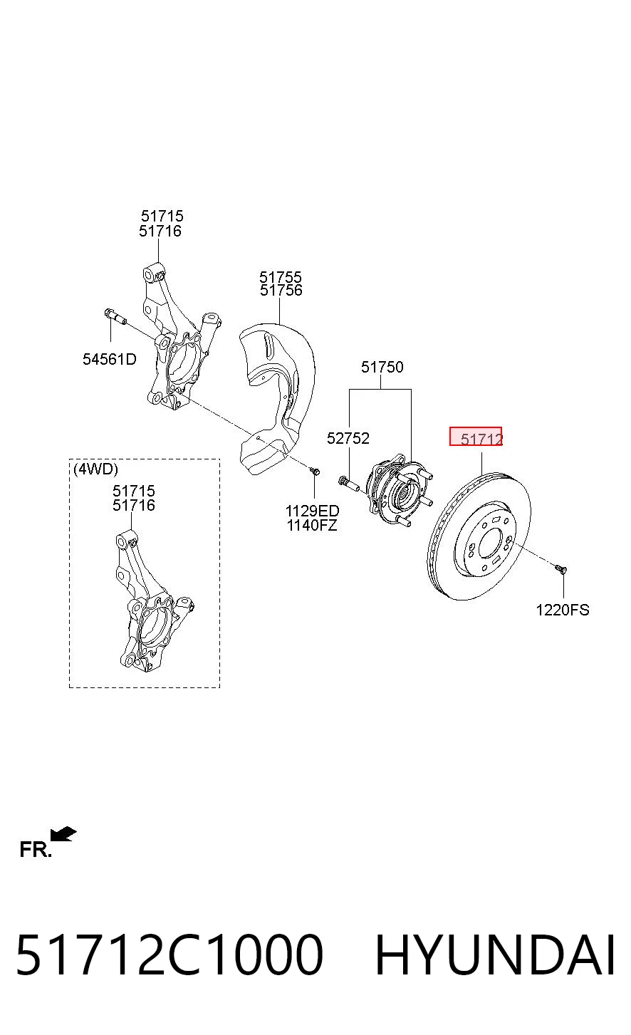 51712C1000 Hyundai/Kia Discos
