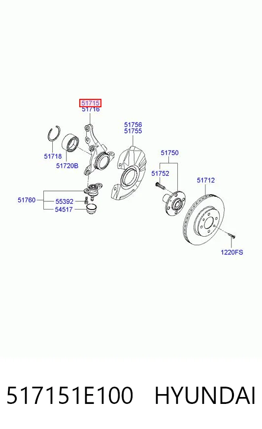 517151E100 Hyundai/Kia Mangueta delantera izquierda