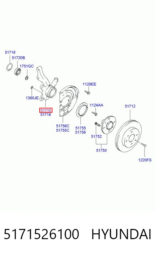 5171526100 Hyundai/Kia Mangueta delantera izquierda