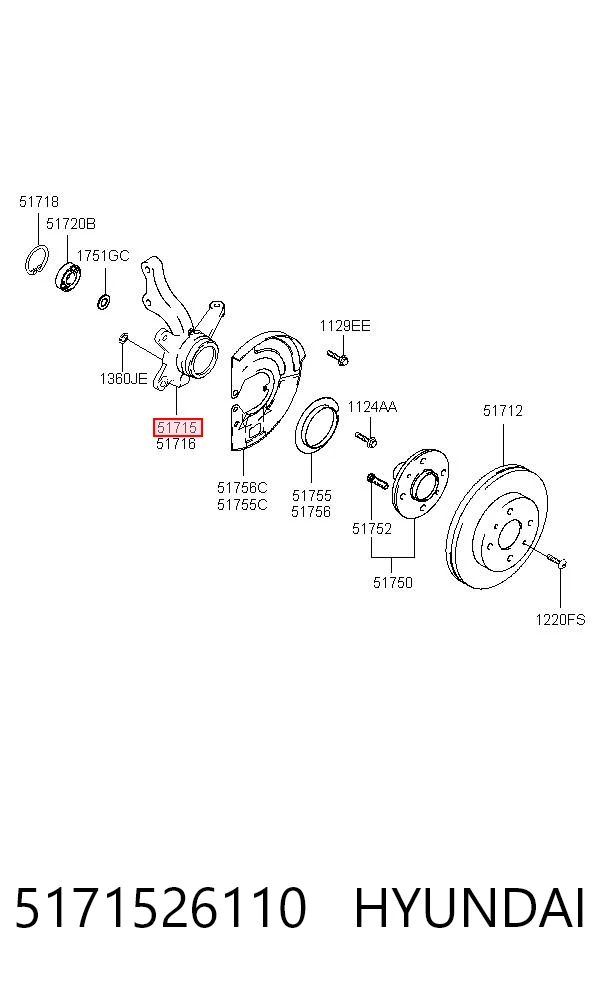 5171526110 Hyundai/Kia Mangueta delantera izquierda